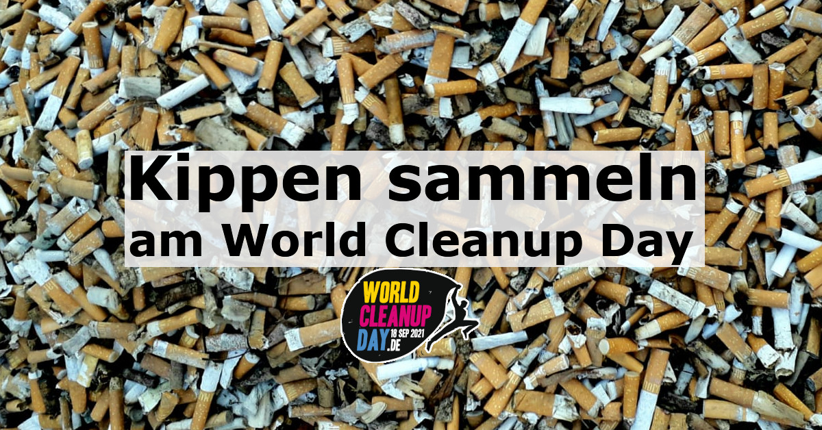 Kippen sammeln am World Cleanup Day in Bielefeld (NRW)