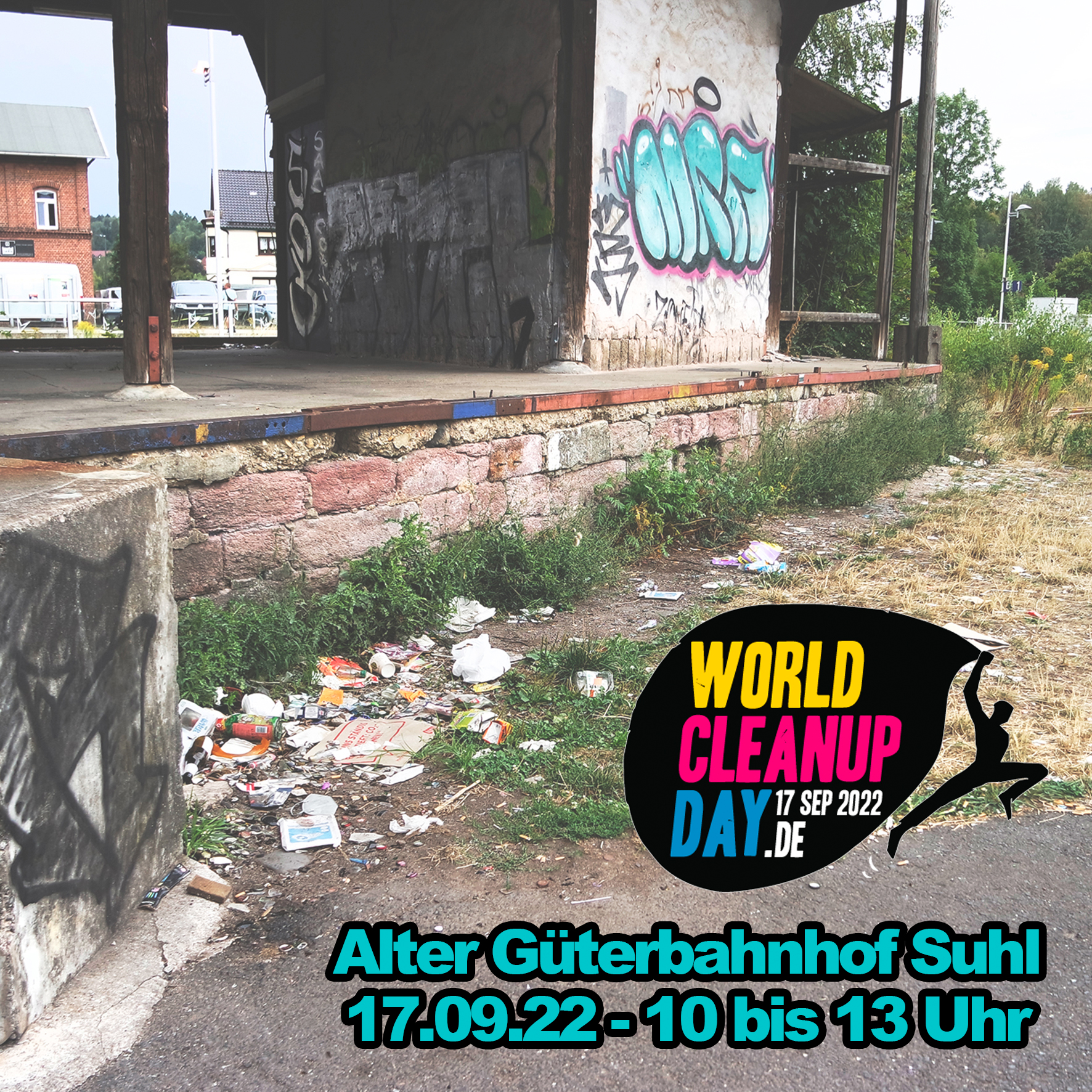 Sauberhaftes Suhl - Aufräumaktion am alten Güterbahnhof - mit dem KULTtRAUM Suhl e. V. + Friends (Thüringen)