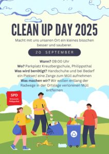 colorful illustrative clean up day flyer