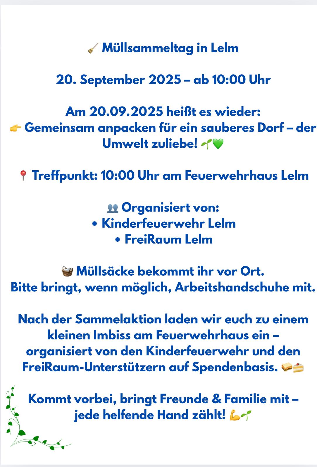 Müllsammeltag der Kinderfeuerwehr und des FreiRaumes Lelm (Niedersachsen)