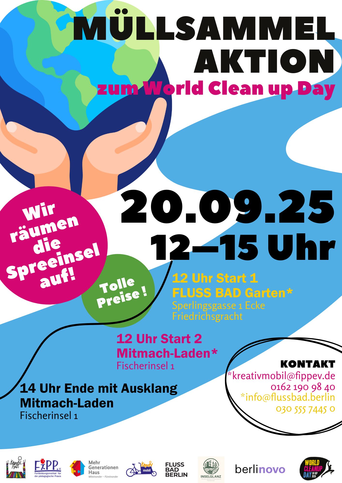 Müllsammelaktion zum World Cleanup Day Fischerinsel (BER)