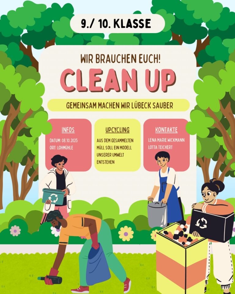 green brown and yellow illustrated community clean up instagram post